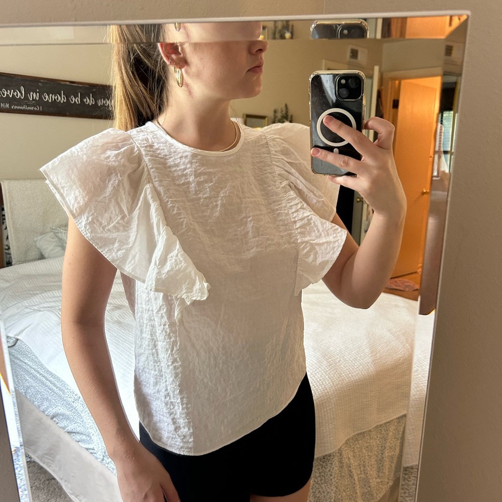 White Ruffled Top - Picture 2 of 4